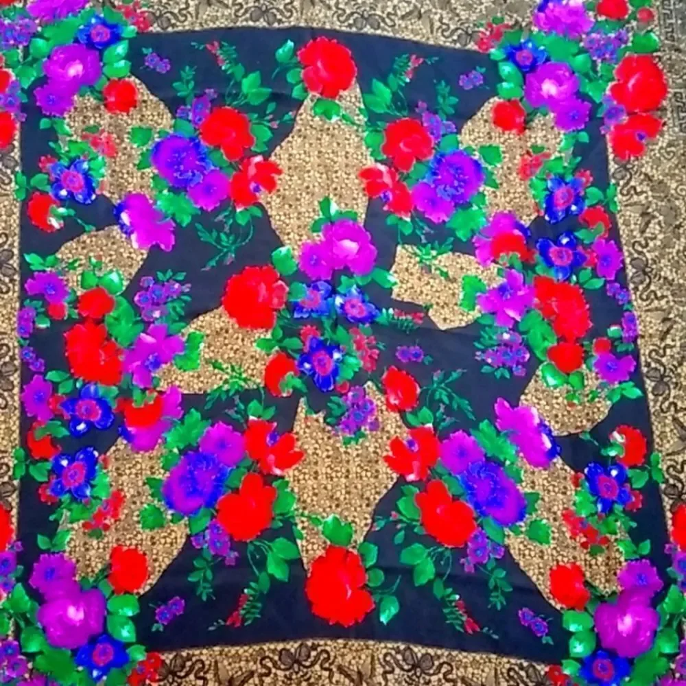 Vintage Silk 100% Women Scarf Size 30x30